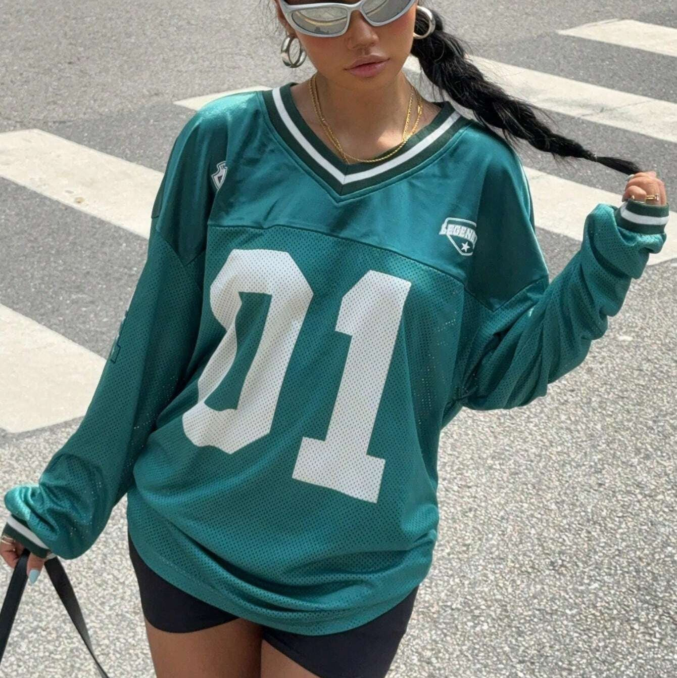 Dopamine Digital Printed Loose Long Sleeves Women's Top