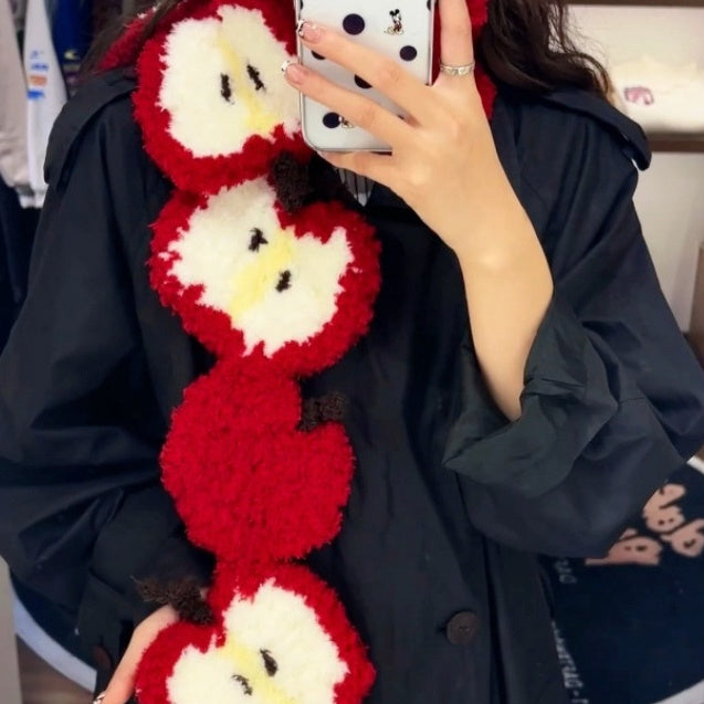 New Christmas Apple Stitching Scarf Finished Product