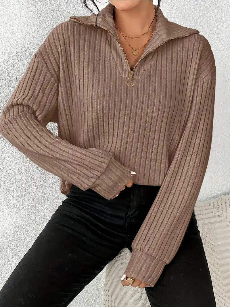 Knit Collared Women's Lightweight Sweater