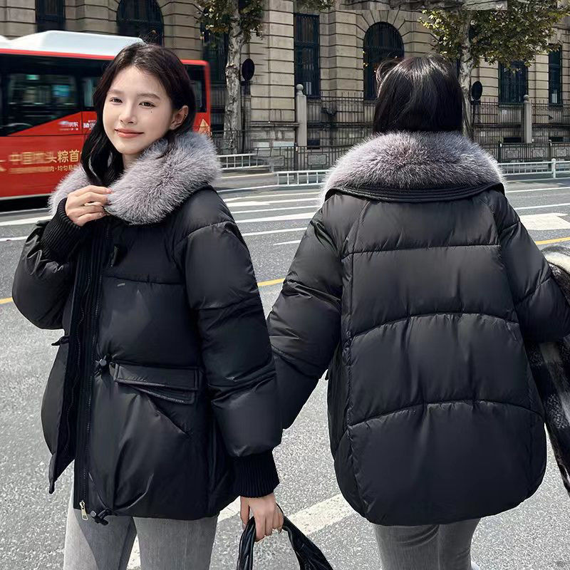 Women's Fur Oversized Puffer Jacker Loose Lapels Sense Coat