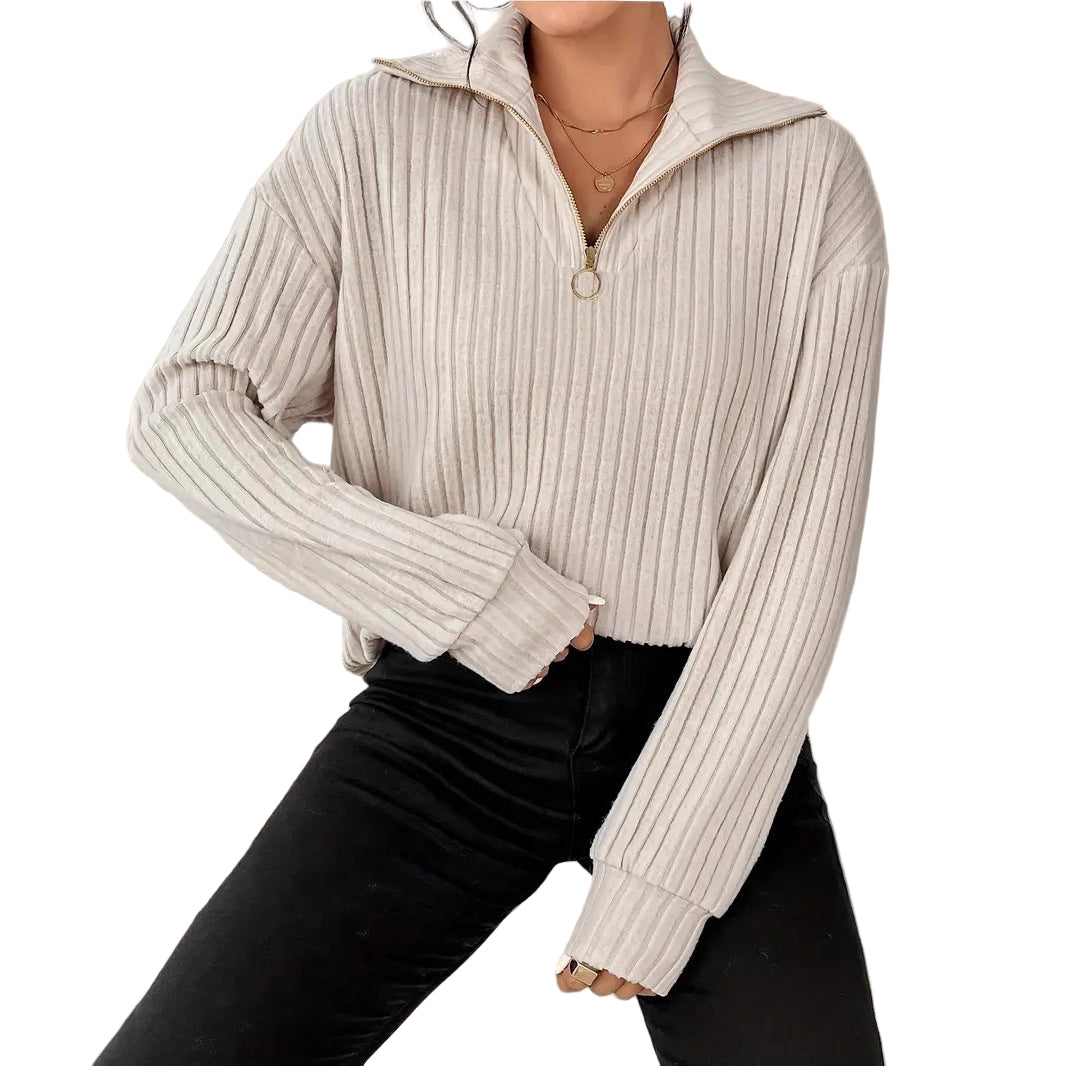 Knit Collared Women's Lightweight Sweater