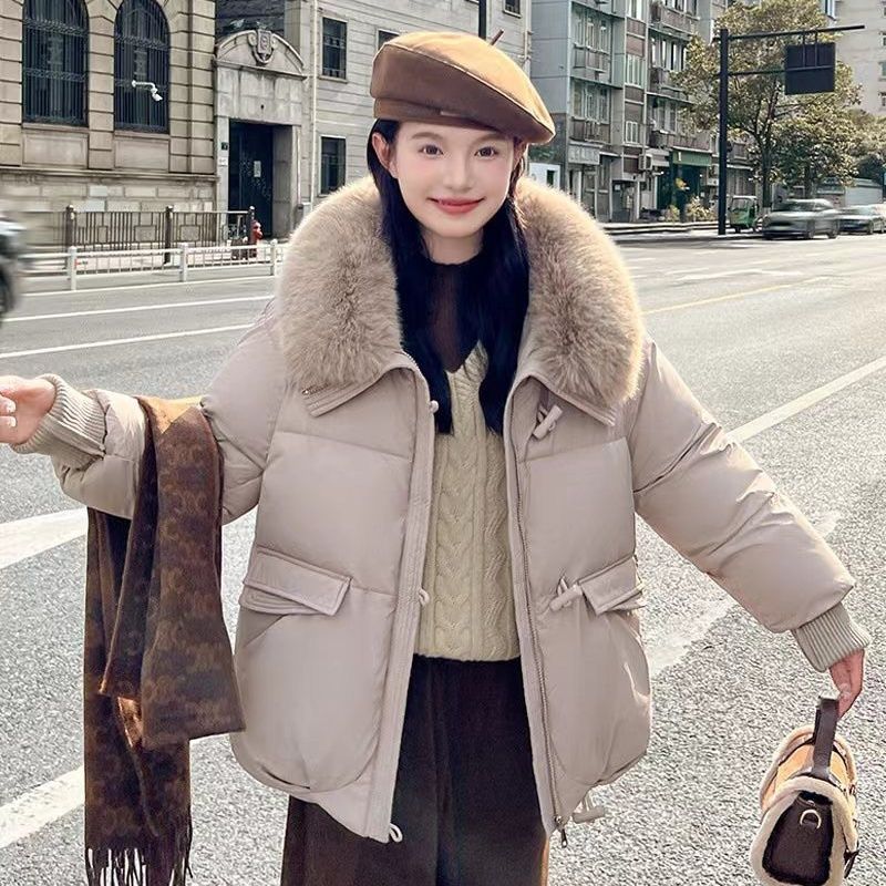 Women's Fur Oversized Puffer Jacker Loose Lapels Sense Coat