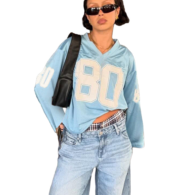 Dopamine Digital Printed Loose Long Sleeves Women's Top