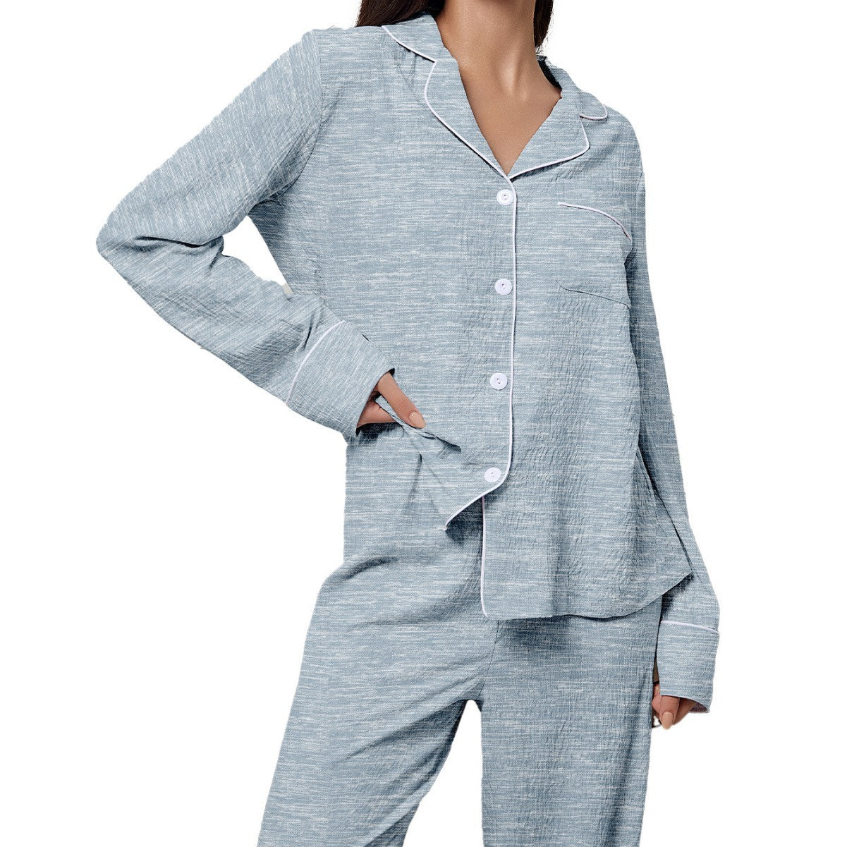 Comfortable Lapel Long Sleeve Women's Pajama Set