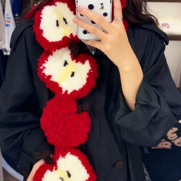 New Christmas Apple Stitching Scarf Finished Product