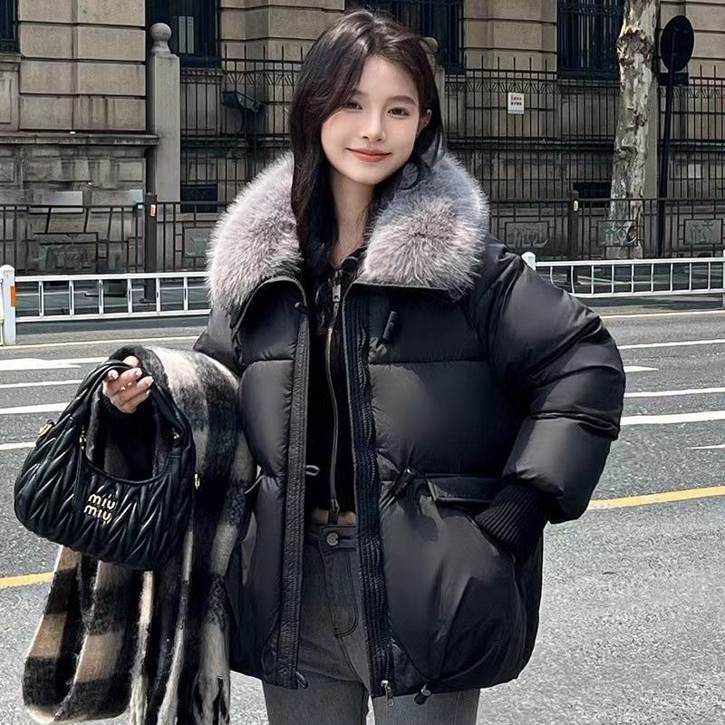 Women's Fur Oversized Puffer Jacker Loose Lapels Sense Coat