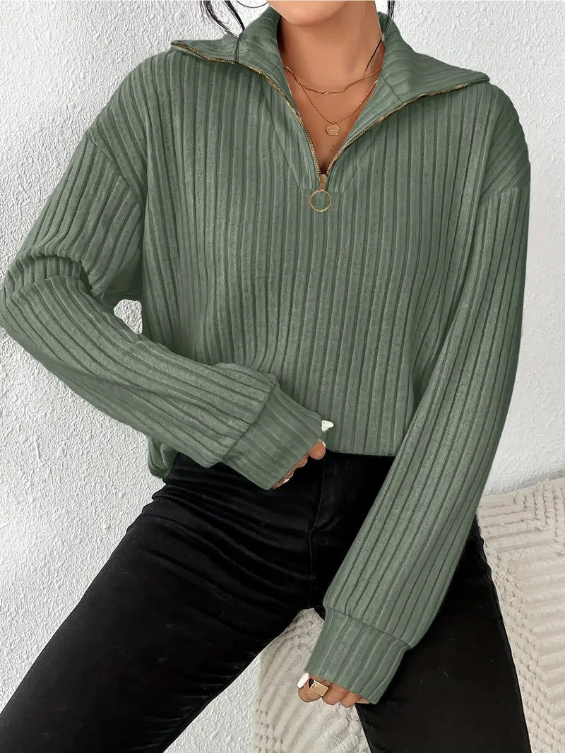 Knit Collared Women's Lightweight Sweater