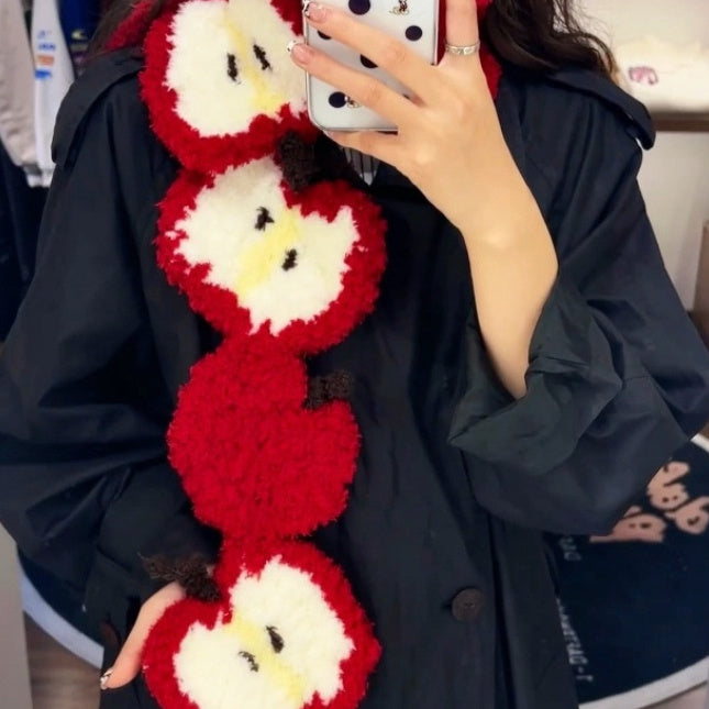 New Christmas Apple Stitching Scarf Finished Product