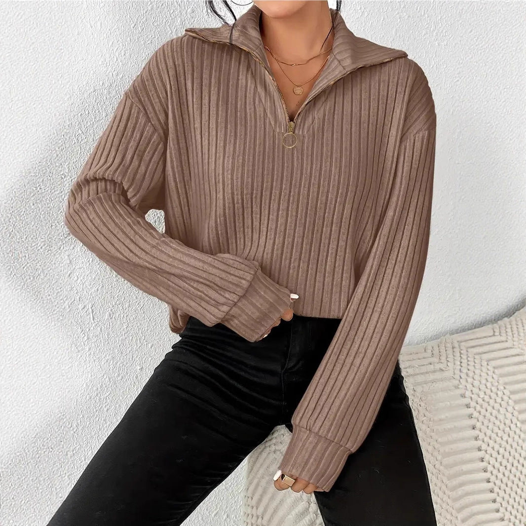 Knit Collared Women's Lightweight Sweater