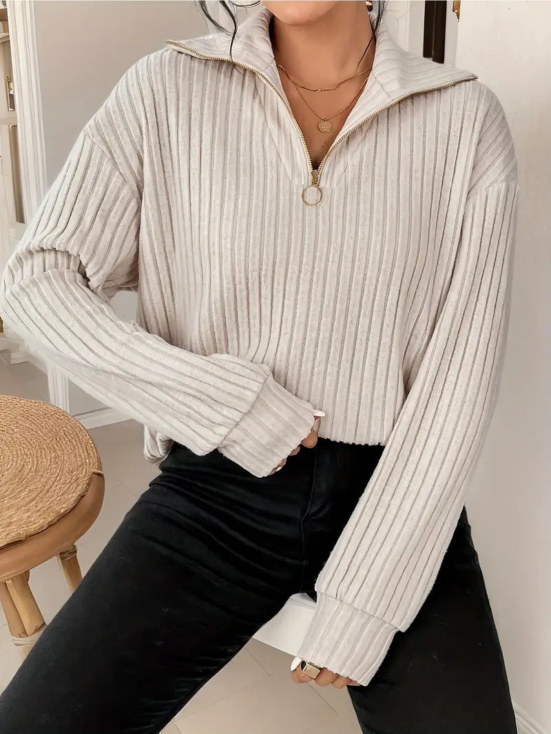 Knit Collared Women's Lightweight Sweater