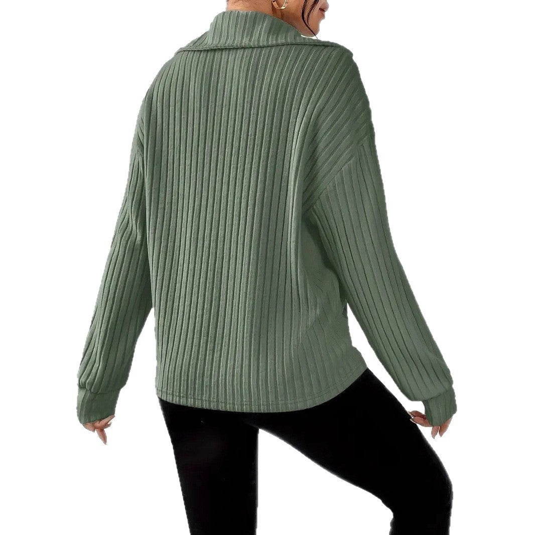 Knit Collared Women's Lightweight Sweater