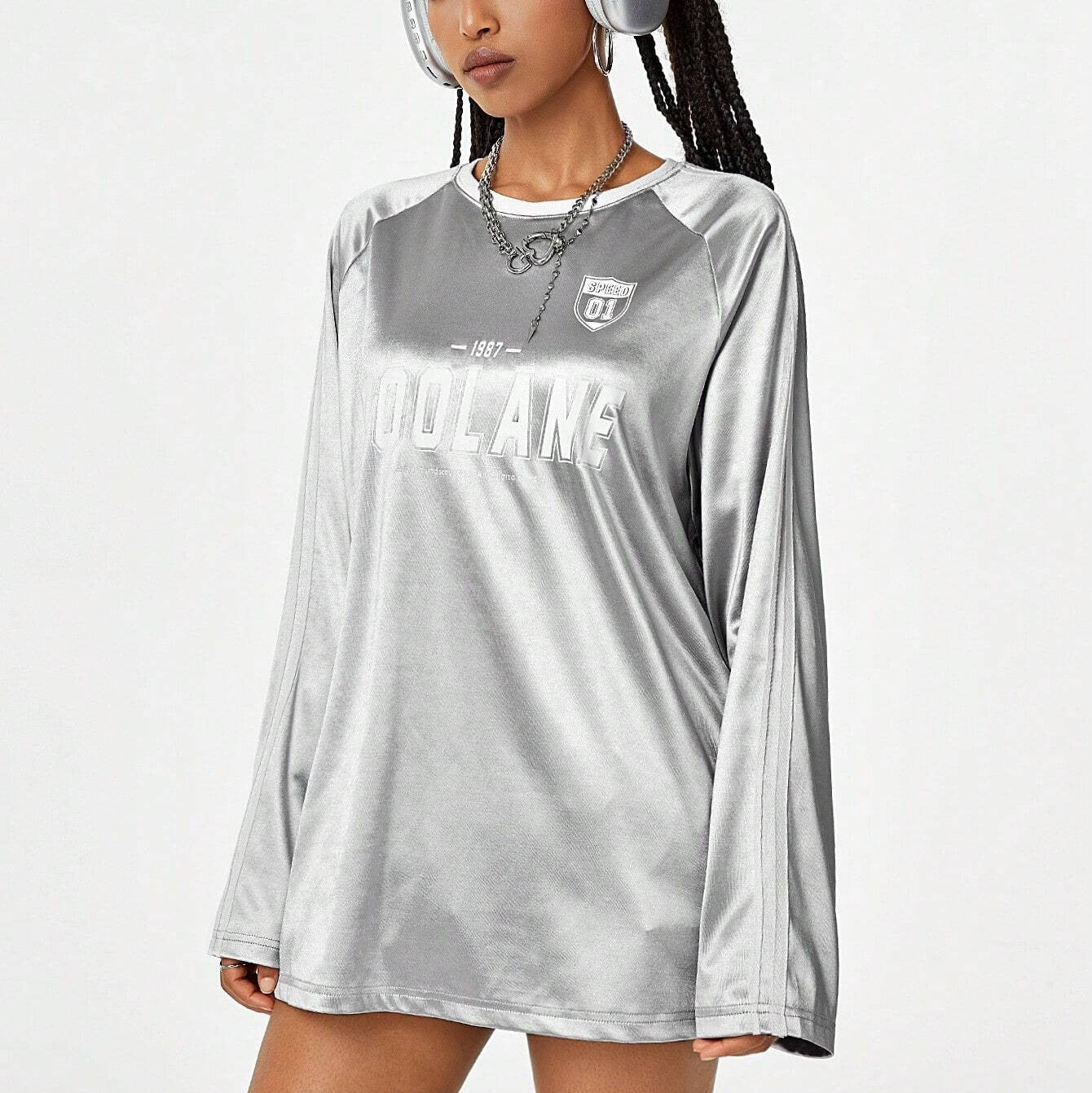 Dopamine Digital Printed Loose Long Sleeves Women's Top