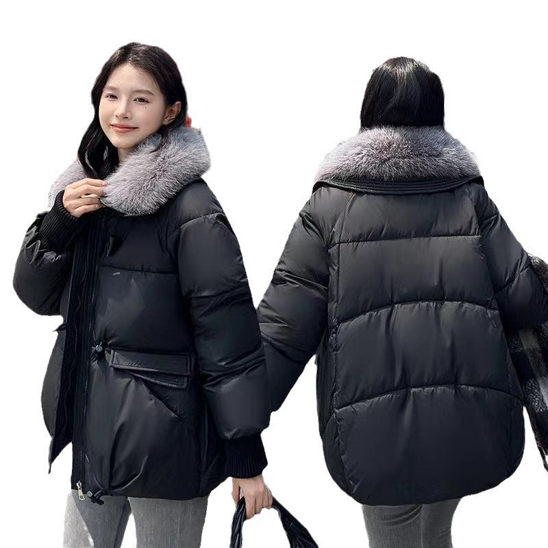 Women's Fur Oversized Puffer Jacker Loose Lapels Sense Coat