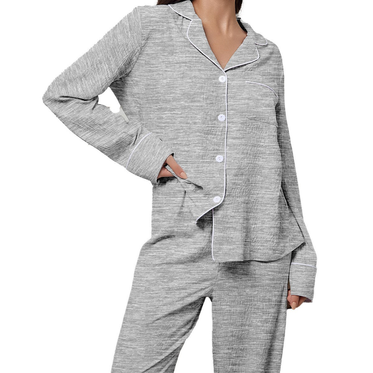 Comfortable Lapel Long Sleeve Women's Pajama Set