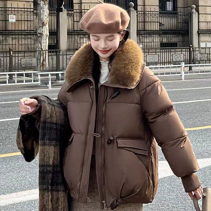 Women's Fur Oversized Puffer Jacker Loose Lapels Sense Coat