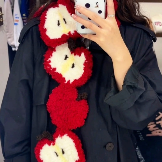 New Christmas Apple Stitching Scarf Finished Product