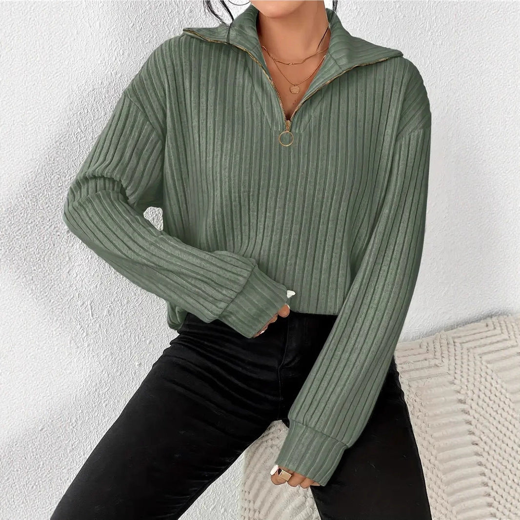 Knit Collared Women's Lightweight Sweater