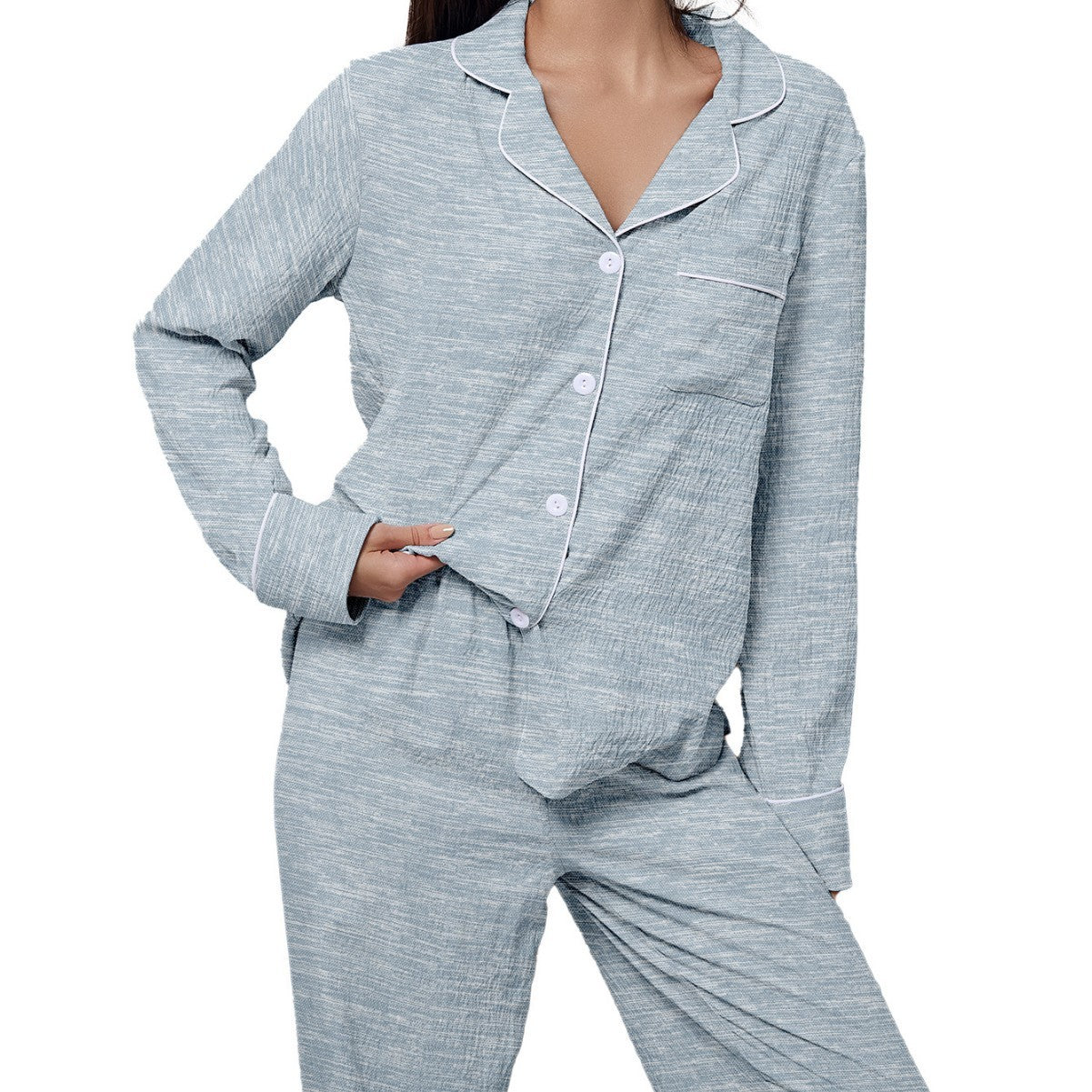 Comfortable Lapel Long Sleeve Women's Pajama Set