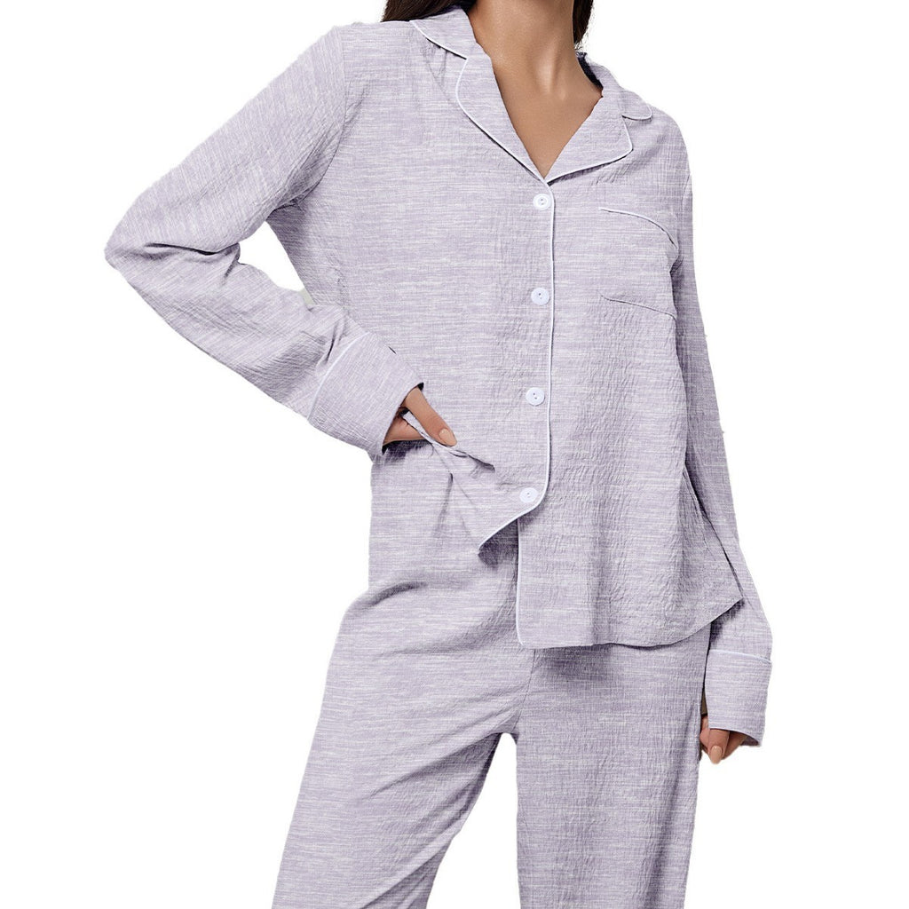Comfortable Lapel Long Sleeve Women's Pajama Set