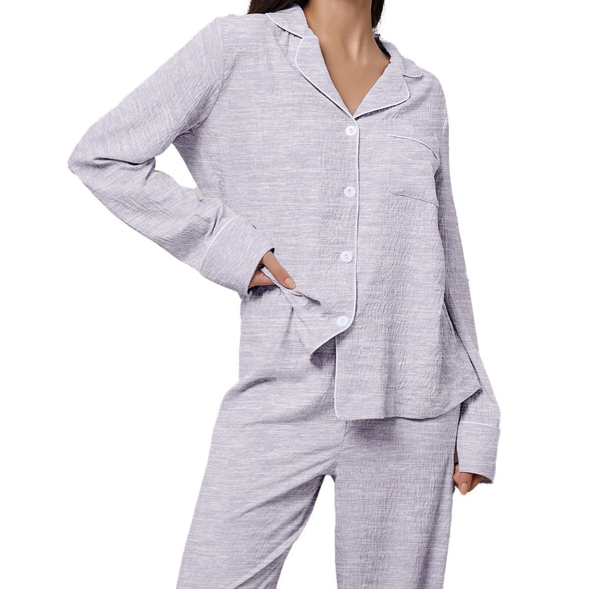 Comfortable Lapel Long Sleeve Women's Pajama Set