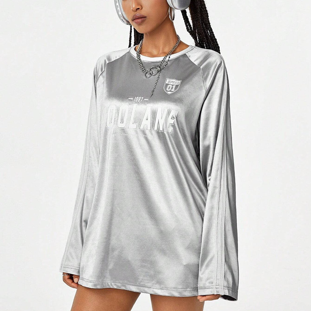 Dopamine Digital Printed Loose Long Sleeves Women's Top